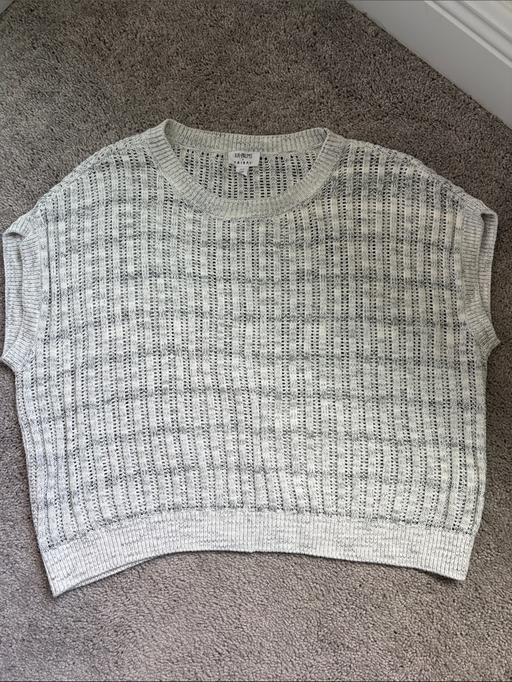 Tribal Open-Knit Crop Sweater